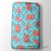 Ice Blue 3D Rose Jaal Digital Printed Fabric Supplier